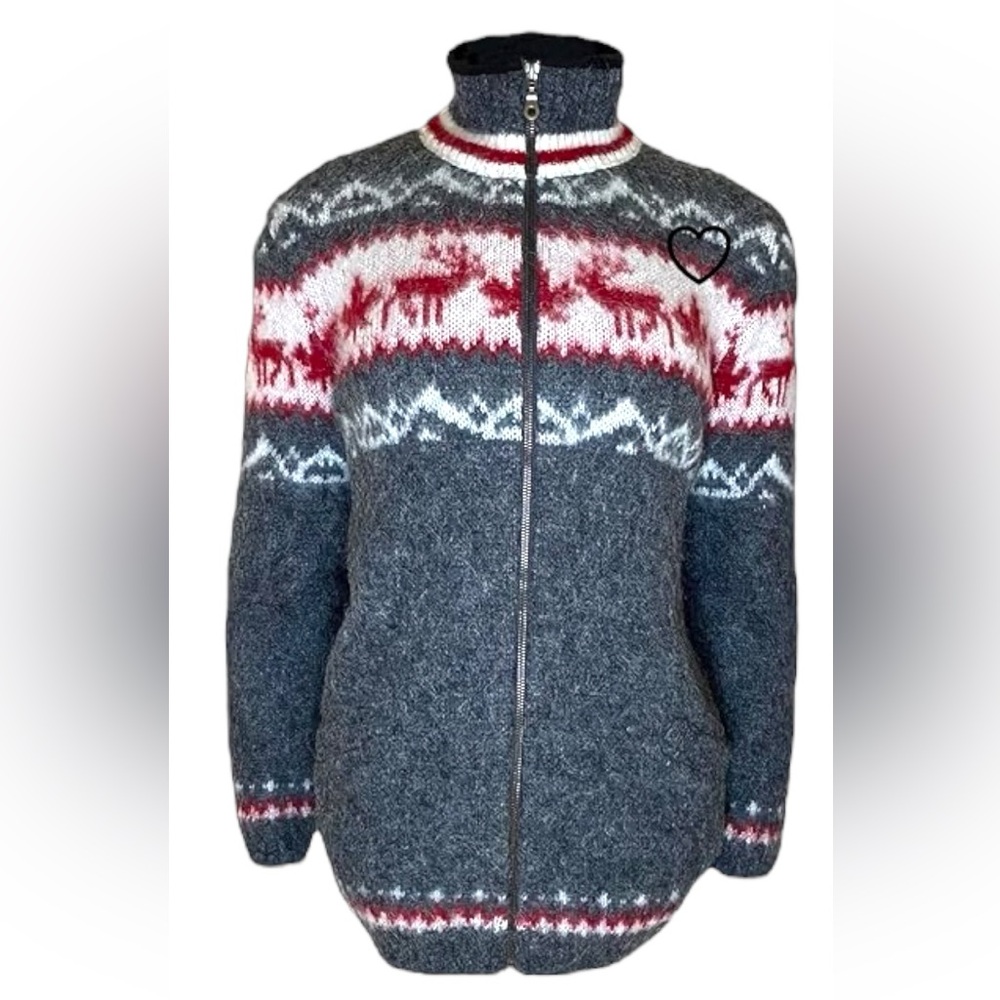 Cozy and warm Unique knit wool and fleece cardigan jacket
